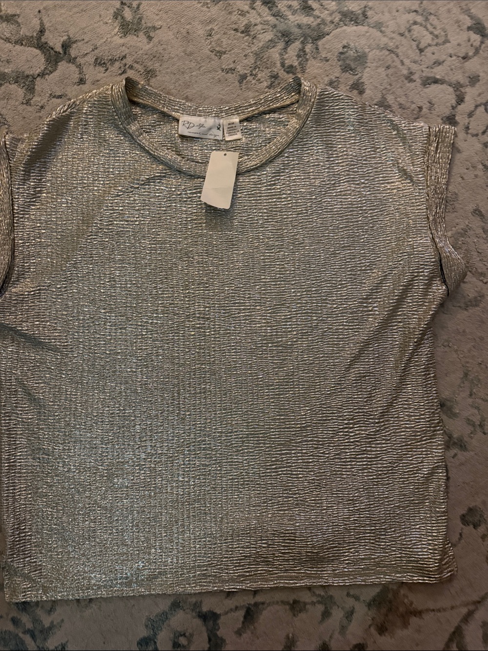 Women's Shimmer Crewneck Short Sleeve Top - Silver made in 🇨🇦